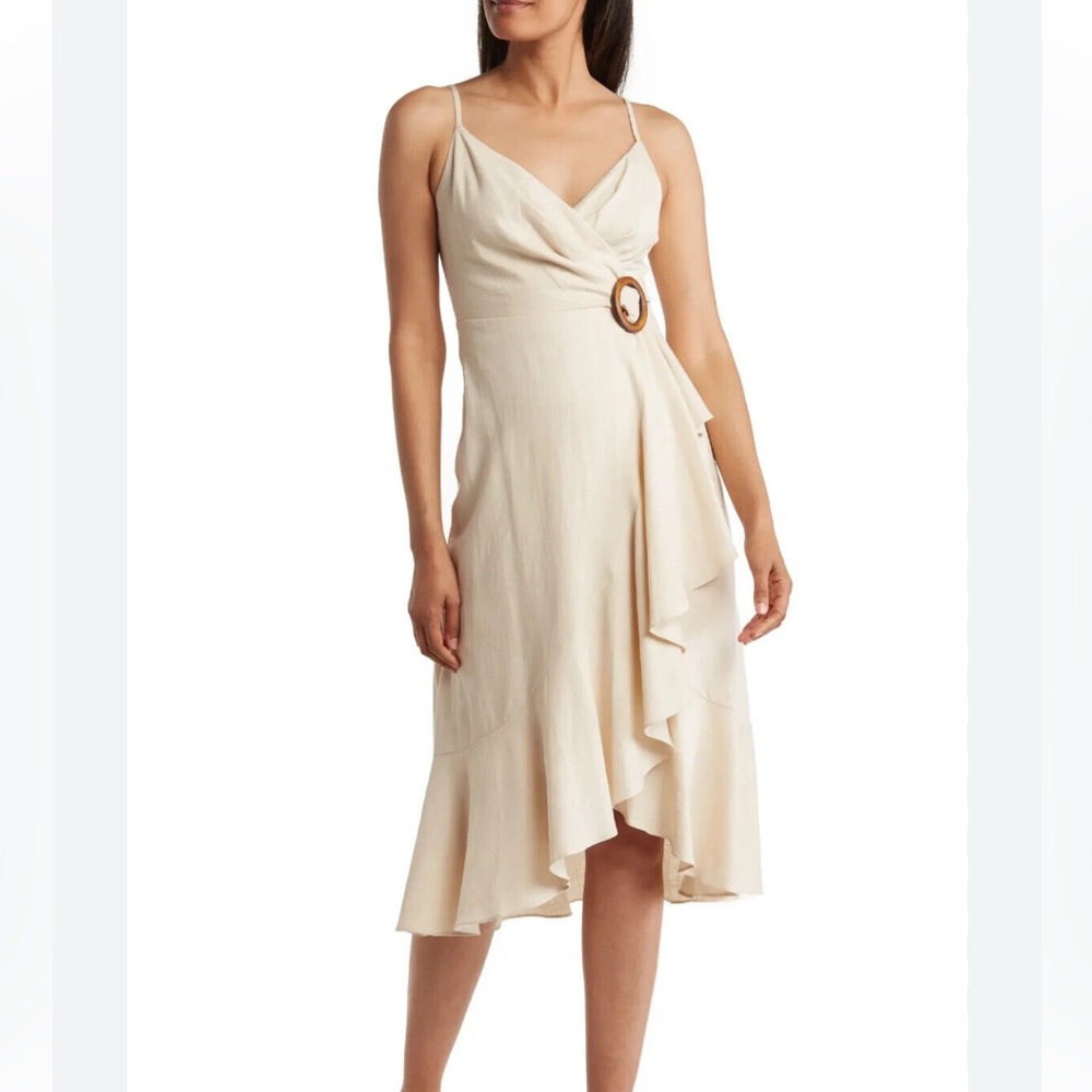 BCBGMaxAzria Elegant Cream Wrap Dress